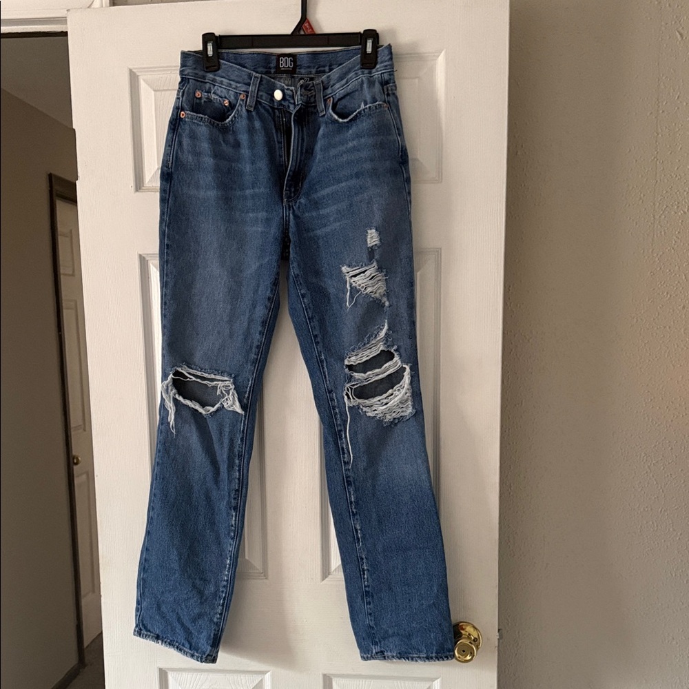 BDG Women’s Boot Cut Ripped Blue Jeans